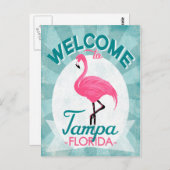 タンパフロリダピンクフラミンゴ – ヴィンテージレトロ旅行 ポストカード (正面/裏面)