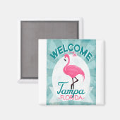 タンパフロリダピンクフラミンゴ – ヴィンテージレトロ旅行 マグネット (正面/裏面)