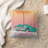 タンパフロリダヴィンテージスタイル旅行ポスター クッション (ブランケット)