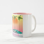 タンパフロリダヴィンテージスタイル旅行ポスター ツートーンマグカップ (正面右)