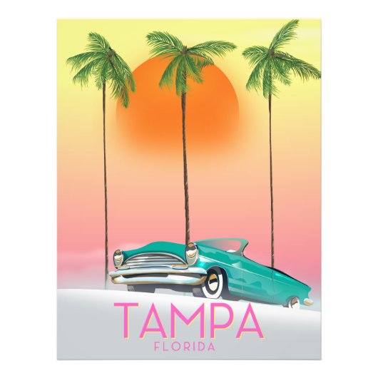 タンパフロリダヴィンテージスタイル旅行ポスター フォトプリント            (正面)