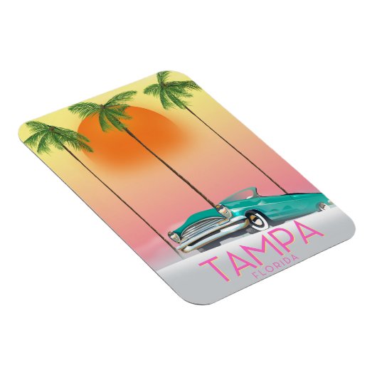 タンパフロリダヴィンテージスタイル旅行ポスター マグネット (右側)