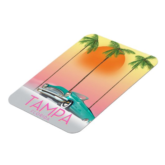 タンパフロリダヴィンテージスタイル旅行ポスター マグネット (左側)