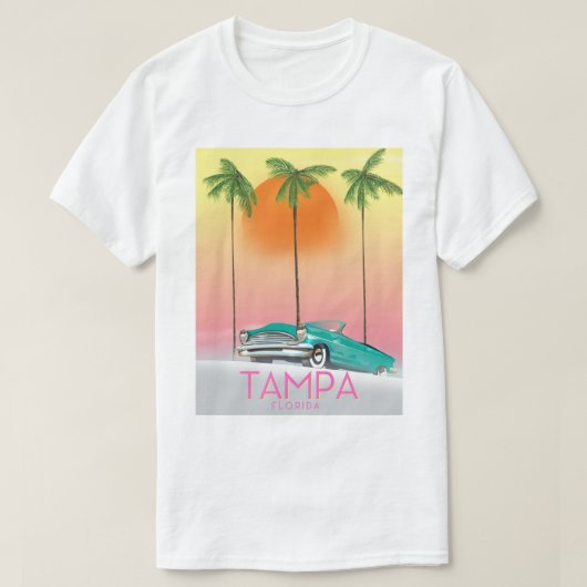 タンパフロリダヴィンテージスタイル旅行ポスター Tシャツ (デザイン正面)