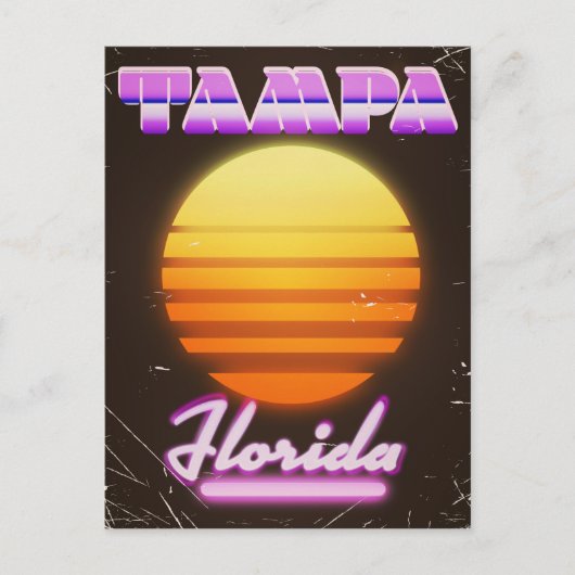タンパフロリダヴィンテージ80年代旅行ポスター ポストカード (正面)