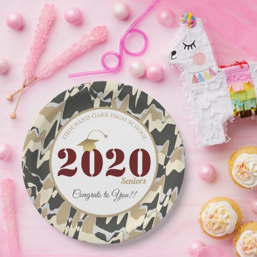 タンパーソナライズされたカモフラージパターン卒業 ペーパープレート (パーティー)