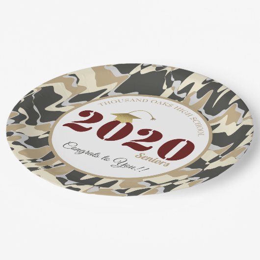 タンパーソナライズされたカモフラージパターン卒業 ペーパープレート (アングル)