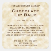 タンパーチメント紙スタイルリップバーム管ラベル スクエアシール (正面)