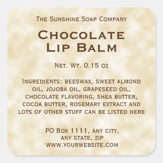 タンパーチメント紙スタイルリップバーム管ラベル スクエアシール (正面)