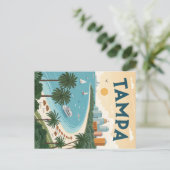 タンパ湾:熱帯海岸線イラストレーション ポストカード (スタンド正面)