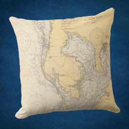 タンパ航海のベイフロリダのアンティーク図 クッション