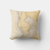 タンパ航海のベイフロリダのアンティーク図 クッション (正面)