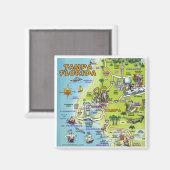 タンパ・フロリダのマンガの地図 マグネット (正面/裏面)