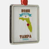 タンパ、フロリダの地図-ハートがあるところでがあります家 メタルオーナメント (右)