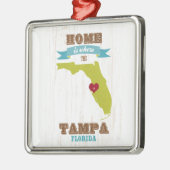 タンパ、フロリダの地図-ハートがあるところでがあります家 メタルオーナメント (左)