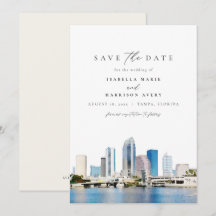 タンパ フロリダの空を彩る水彩画 Save the Date