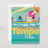 タンパ，フロリダヴィンテージ旅行ポスター。 ポストカード (正面/裏面)