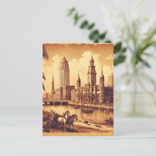 タンパ、フロリダヴィンテージ絵画オールド旅行 ポストカード (スタンド正面)