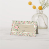 タンビクトリアン&ピンクフローラ結婚バラデザイン プレイスカード (正面)