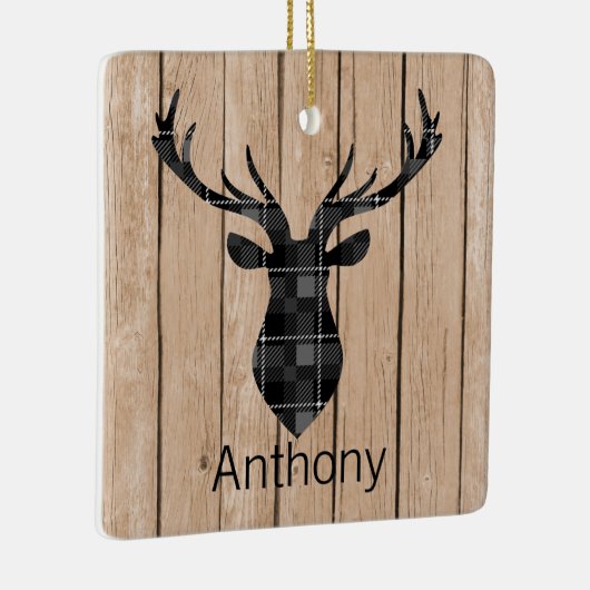 タンフェイクな木の格子縞の大金のシカの頭部 セラミックオーナメント (右)