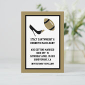 タンフットボール結婚式の日付発表を保存 招待状 (スタンド正面)