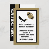 タンフットボール結婚式の日付発表を保存 招待状 (正面/裏面)