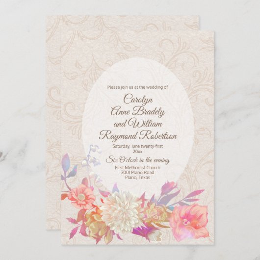 タンフラリッシュダカラフルマスク結婚フローラ 招待状 (正面/裏面)