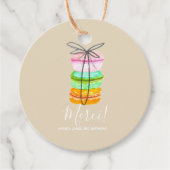 タンフランスのマカロン誕生日パーティーメッセージカード フェイバータグ (正面)