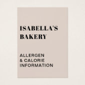 タンフードアレルギーカロリー情報QRコードカード (正面)