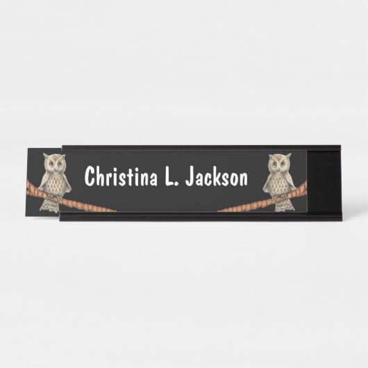 タンフールかわいらし顔オンブランズブルーネックレス デスクネームプレート (正面)