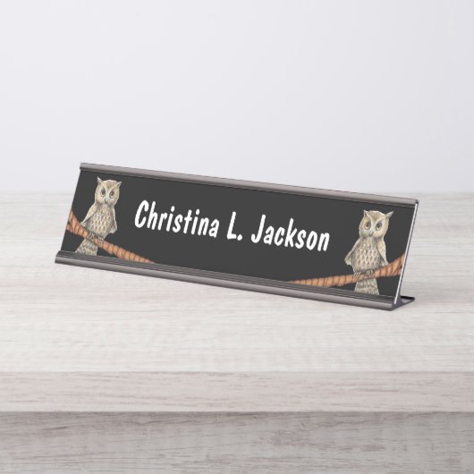 タンフールかわいらし顔オンブランズブルーネックレス デスクネームプレート (正面)