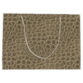 タンブラウンのスネークスキンのドラゴンか恐竜のアニマルプリント ラージペーパーバッグ (裏面)