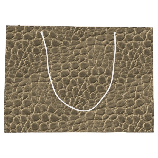 タンブラウンのスネークスキンのドラゴンか恐竜のアニマルプリント ラージペーパーバッグ (裏面)