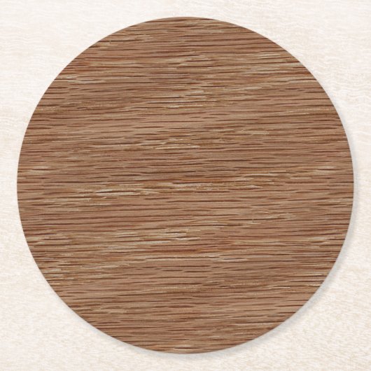 タンブラウンの自然なカシ木穀物の一見 ラウンドペーパーコースター (正面)