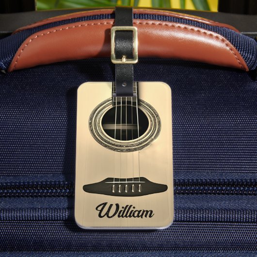 タンブラウンアコースティックギター楽器名 ラゲッジタグ (正面インサイチュ2)