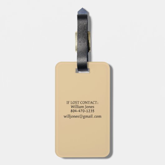 タンブラウンアコースティックギター楽器名 ラゲッジタグ (裏面縦)