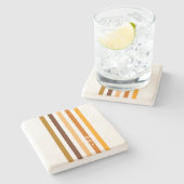 タンブラウンオレンジ垂直ストライプ文字モノグラム ストーンコースター (横)