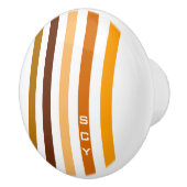 タンブラウンオレンジ垂直ストライプ文字モノグラム セラミックノブ (右)