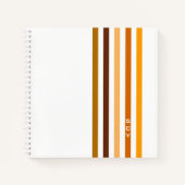 タンブラウンオレンジ垂直ストライプ文字モノグラム ノートブック (正面)