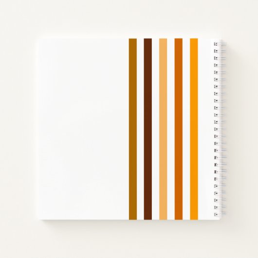 タンブラウンオレンジ垂直ストライプ文字モノグラム ノートブック (裏面)