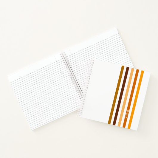 タンブラウンオレンジ垂直ストライプ文字モノグラム ノートブック (内部)