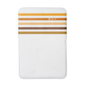 タンブラウンオレンジ垂直ストライプ文字モノグラム バスマット (正面縦)