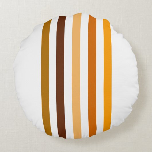 タンブラウンオレンジ垂直ストライプ文字モノグラム ラウンドクッション (裏面)