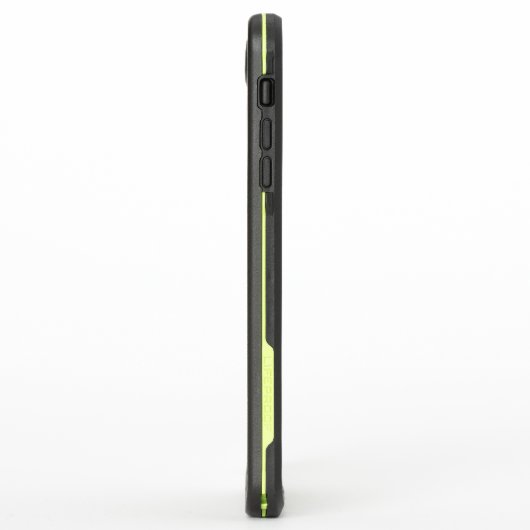 タンブラウンオレンジ垂直ストライプ文字モノグラム LifeProof iPhoneケース (左側)