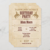 タンブラウンベージュヴィンテージカウボーイ誕生日招待状 招待状 (正面/裏面)