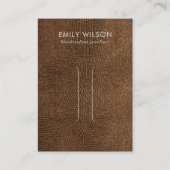 タンブラウン皮革テクスチャーのヘアクリップ表示カード 名刺 (正面)
