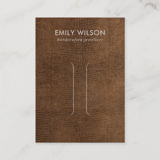 タンブラウン皮革テクスチャーのヘアクリップ表示カード 名刺 (正面)