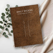 タンブラウン皮革テクスチャーのヘアクリップ表示カード 名刺