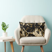 タンブラックとベージュの抽象芸術幾何学的パターン ランバークッション (椅子)