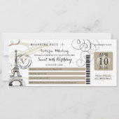 タンブラックパリエッフェルタワー | スウィート16誕生日 招待状 (正面)